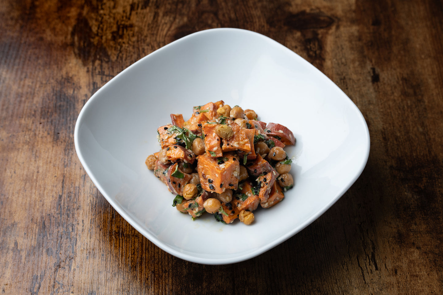 Salad: Roasted Sweet Potato and Garbanzo with Miso Mayo