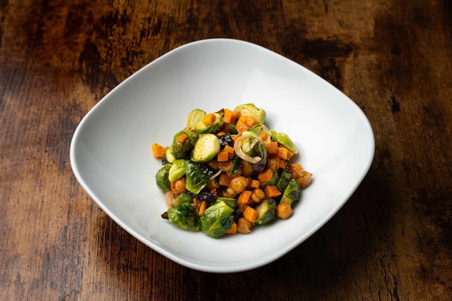 Salad: Roasted Brussels Sprouts and Butternut Squash with Garbanzos